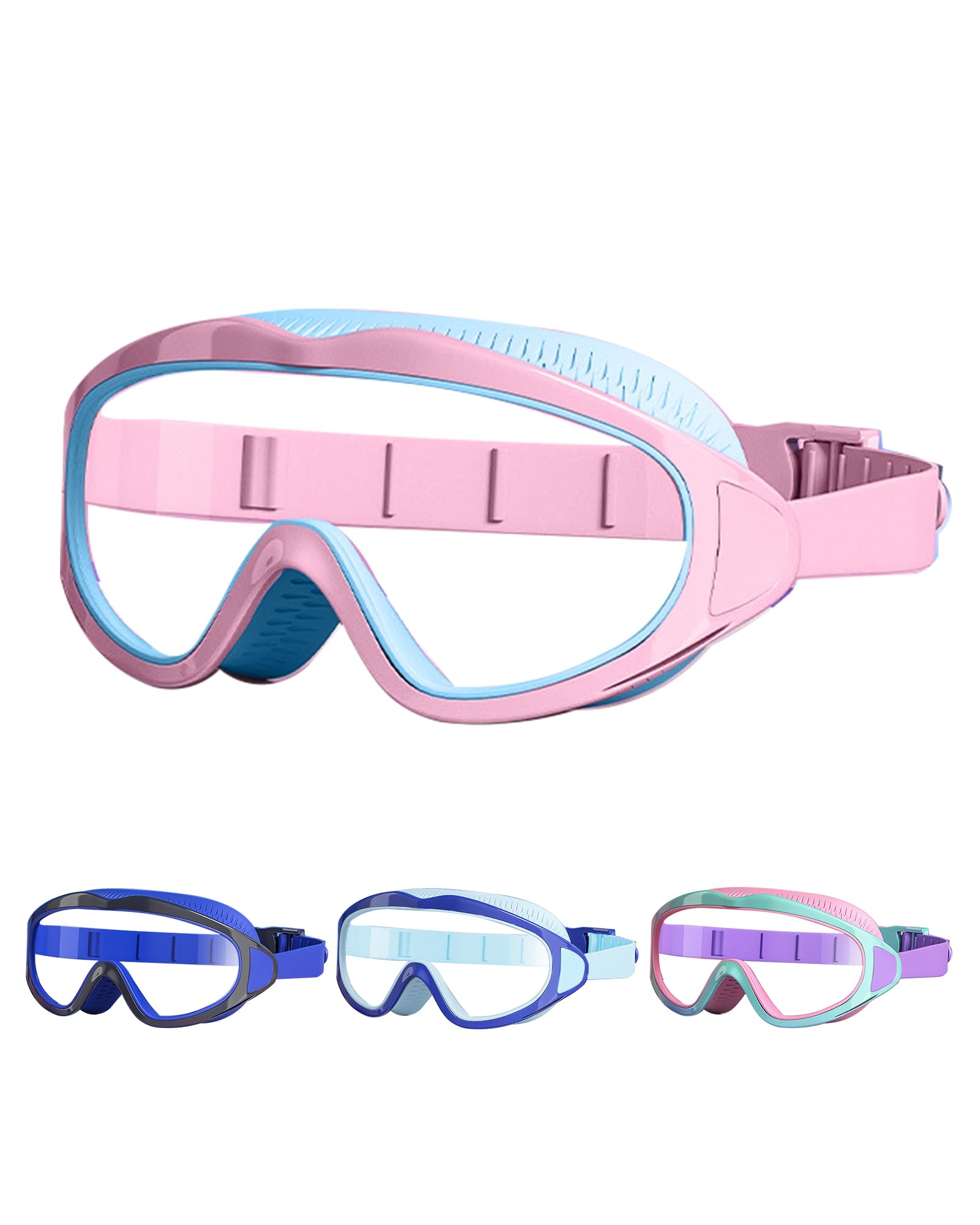 BeLikeFish Kids Swimming Goggles - Swimming Goggles Kids Boys Girls Children 4-12 Years Anti Fog Large Lens