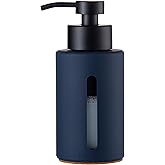 Enra Glass Hand Soap Dispenser,12oz Navy Blue Liquid Bathroom Soap Dispenser with Stainless Steel Lotion Pump for Bathroom Kitchen (Blue)