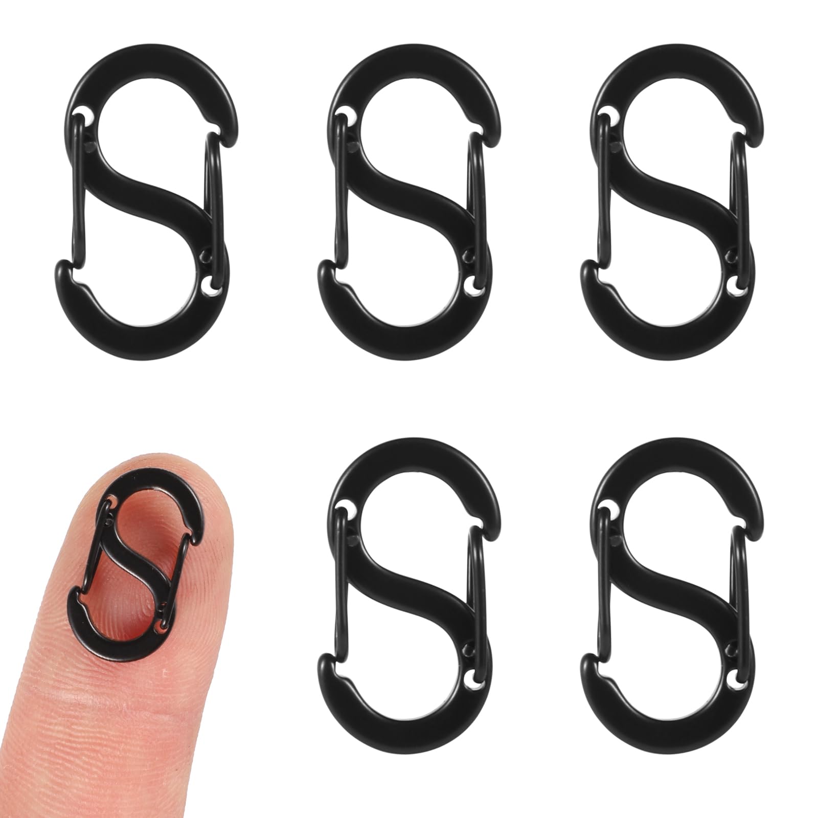 5pcs Double Opening Lobster Clasps, S Lock Necklace Shortener Clasp Stainless Steel Bracelet Connectors Jewelry Clasps and Closures Backpack Zipper Clips for DIY Jewelry Making (Medium, 0.71x0.39in)