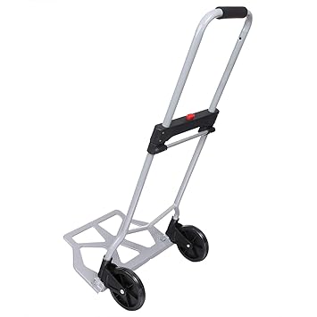 Maharaj Mall Aluminium Folding Luggage Cart Portable Personal Moving Hand Trolley with 2 Wheels (Silver)