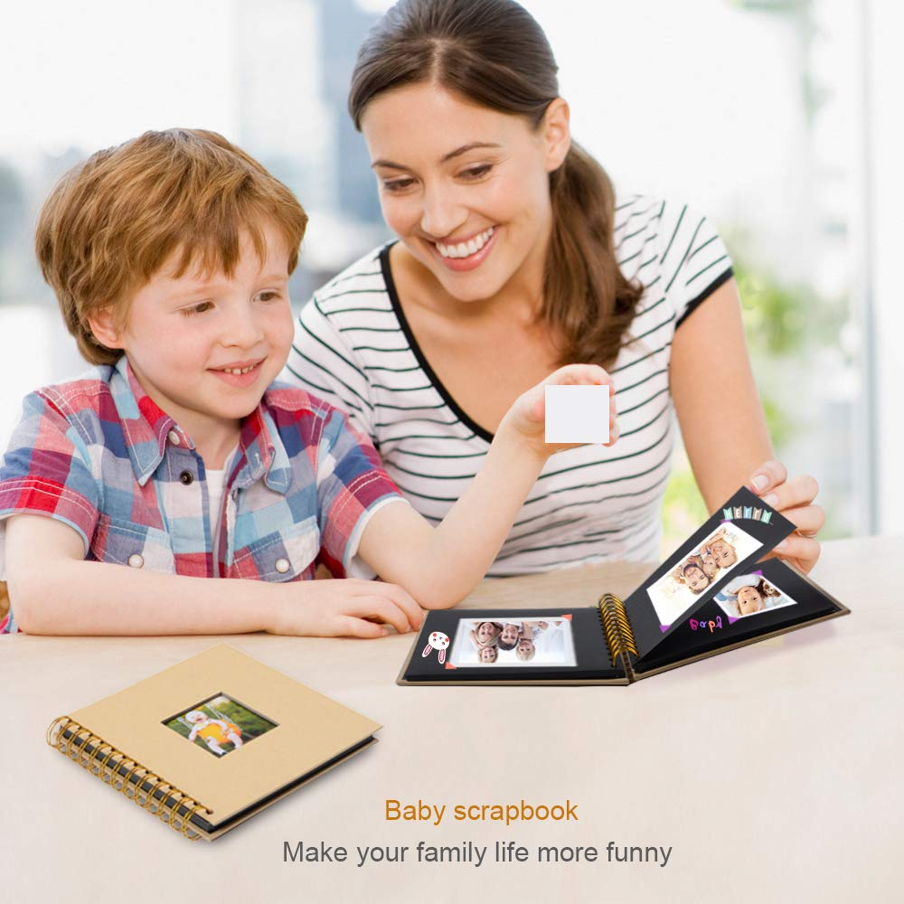 Scrapbook Photo Album with Black Paper Pages,DIY Scrapbook Album for Wedding Guest Book Or Anniversary Baby Family Memory Gift. (Baby Album)