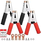 4-Pack Large Size Insulated Alligator Clips Electrical, 500A Spring Loaded Battery Charger Clamps for Car/Truck Battery & Industrial Electric Testing (Black and Red)