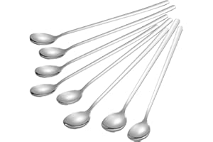 Long Handle Spoon, 8-Pack 9 Inches Stainless Steel Small Cocktail Mixing Stirrers, Drink Stirring Spoons for Coffee Milkshake