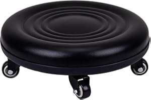 Vapaa taide Rolling Stools with 5 Wheels Modern Low Roller Seat Stool for Home Office Men Wemen Girl Shop Salon Kitchen Garage or Sofa Foot Rest Black