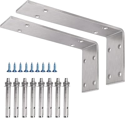 YUMORE 250x150x50mm L Shelf Brackets Stainless Steel Heavy Duty 2 Pack
