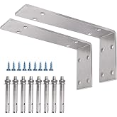 YUMORE Countertop Support Bracket, Heavy Duty 5mm L Bracket, 10 x 6 x 2 in | Thick Stainless Steel, 230 LB Load Capacity, 2 Inch Wide Support, Easy Installation, Includes Hardware, 2 Pack