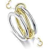 BRAYEG 14K Gold filled Detachabie Stackable Rings for Women,Separated Non Tarnish Gold and Silver Rings,Statement Ring Set,Openable sleek Bands Stacking Ring Fashion Jewelry Gift