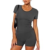 WIHOLL Two Piece Sets for Women Summer Short Workout Sets Beach Vacation Clothes Fashion Matching Clothing