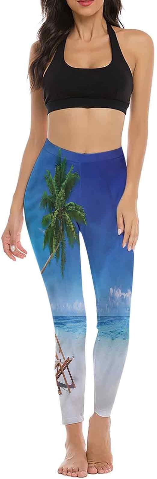 Coastal Leggings with Pockets for Women, Summer Holiday Villa Theme Sports Leggings Amazon.ca