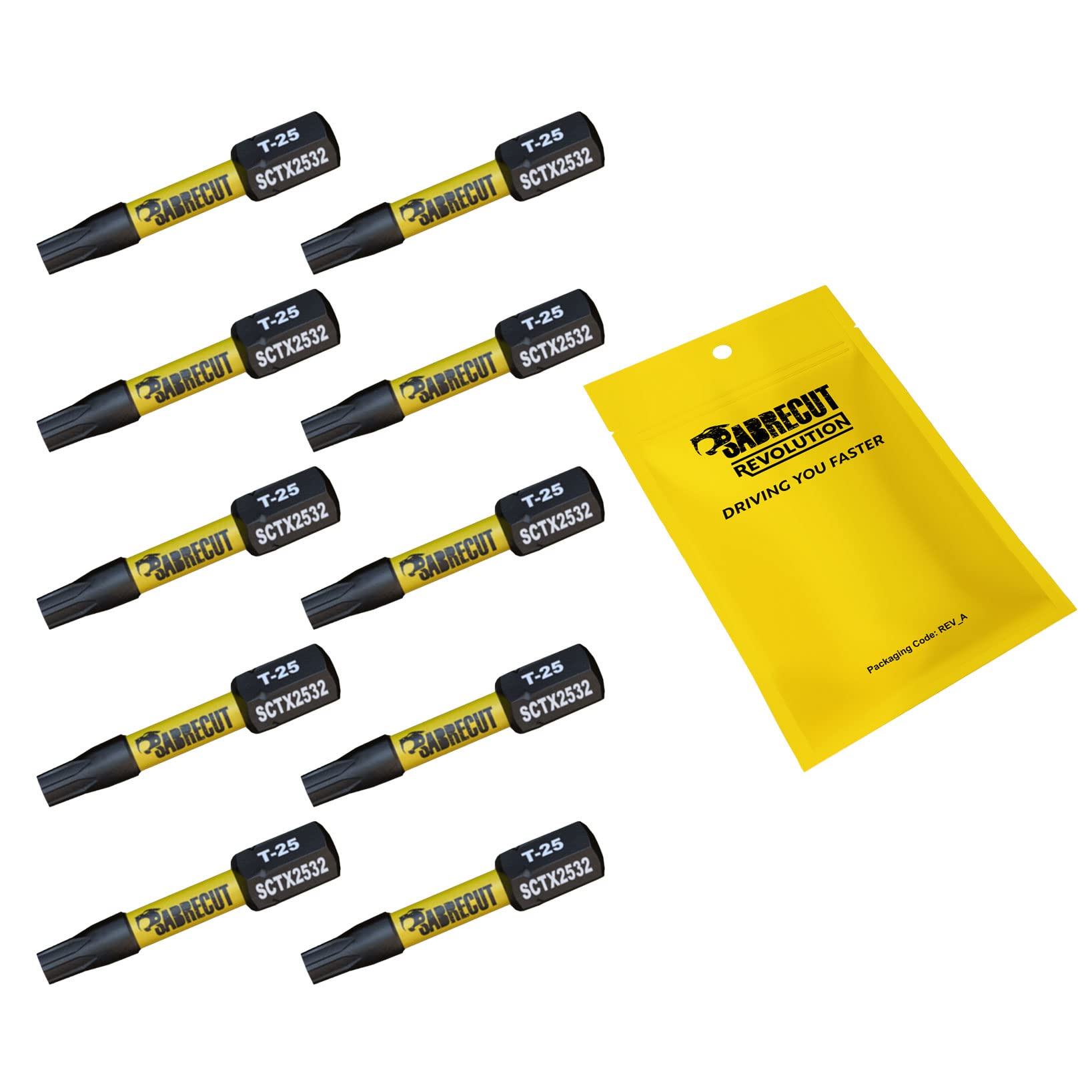 10 x SabreCut SCTX2532_10 32mm T25 TX25 Magnetic Impact Screwdriver Driver Bits Set Torx Heavy Duty