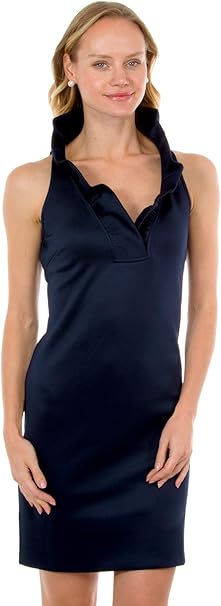 Amazon.com: Gretchen Scott Jersey Sleeveless Ruffneck Dress | Navy | Small: Clothing