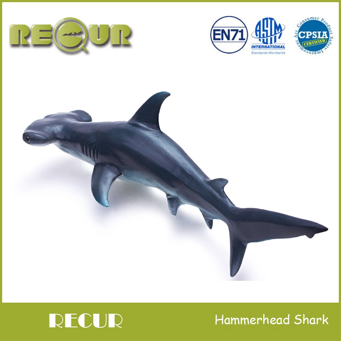 RECUR Toys Hammerhead Shark Figure Toys, Hand-Painted Skin Texture Ocean Shark Figurine Collection-10.8inch Realistic Design Shark Replica 1:15 Scale, Gift for Collectors and Boys Kids , Ages 3 And Up
