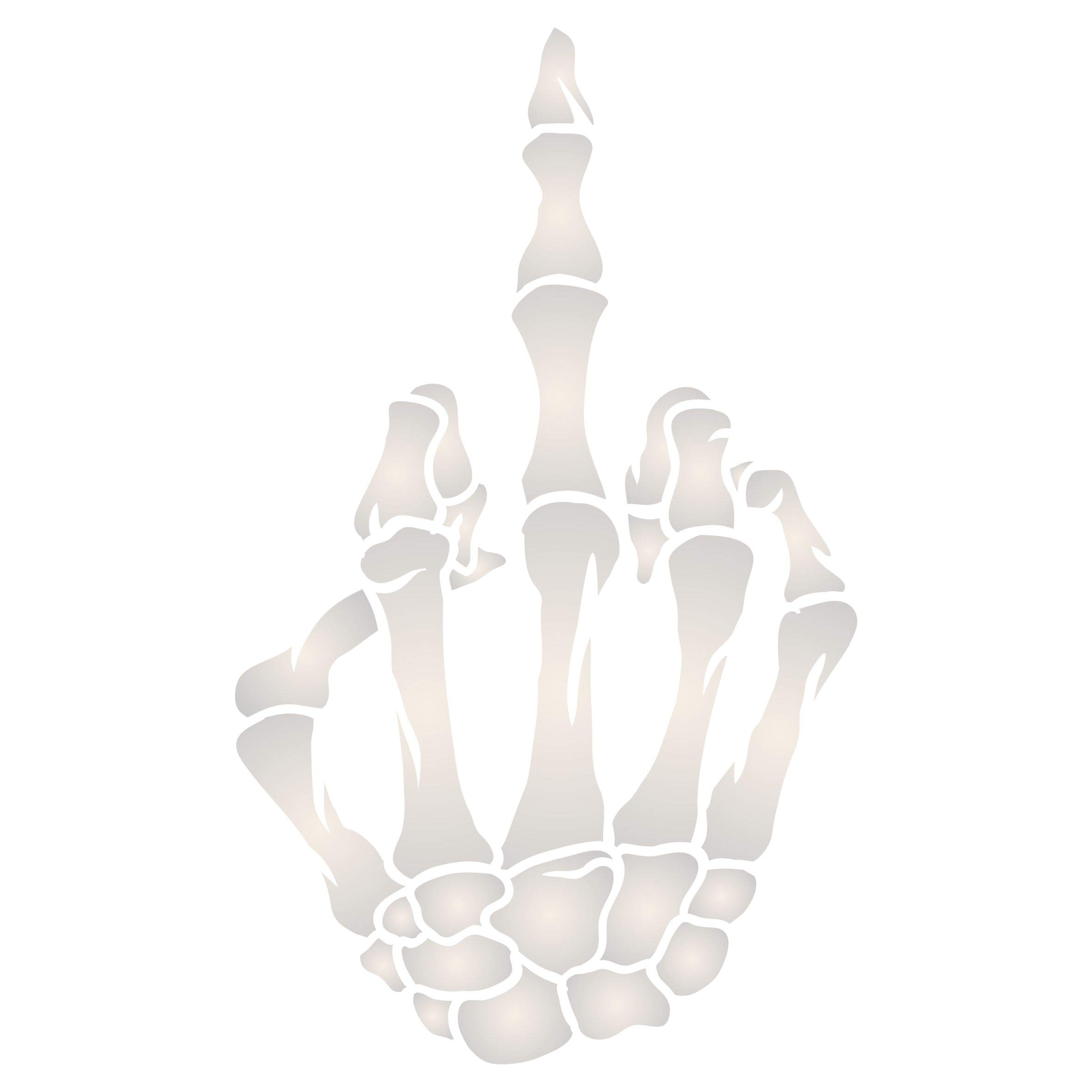 Skeleton Finger Stencil, 11.43 x 19.05 cm (M) - Stencil Company Original Skeleton Hand Flipping The Bird Graphic Design