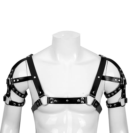YiZYiF Leder-Optik Herren Riemenbody Ganz Körper Harness Harnais Brust Geschirr Bodysuit Fetisch Einstellbar