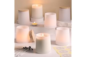 DARJEN 12 Pack Matte White Candle Jars for Making Candles- 9 OZ Empty Glass Candle Making Jars with Making Kits, Candle Making Supplies Candle Containers for Home DIY & GIFS