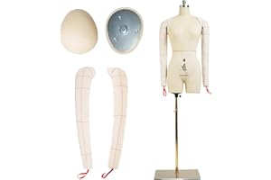 lavandeform Female Dress Model Torso Body Clothing Forms,Size 4 Professional Dress Form for Tailor Design,Sewing Mannequin Foam Body for Pinning,1:1Soft Long Sleeve Sewing Arms.(with Arms Beige, 4)