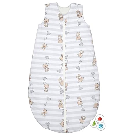 Odenwälder BabyNice Baumwoll Schlafsack 4Seasons Schlafsack // Schlafsack wattiert 130 cm // Silber 3-6 Jahre