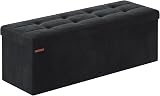 SONGMICS Storage Ottoman Foldable Small Foot Rest 38x110x38 cm Ink Black
