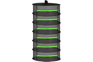 HYDGOOHO Layer 2ft Herb Drying Rack Net Mesh with Green Zippers Hydroponics,Bonus Hook Drying Rack Herbs for Plant Bud Seed, Mesh Hanging Plant Dry,Herb Dry Net for Garden (6 Layer, Zipper Type)