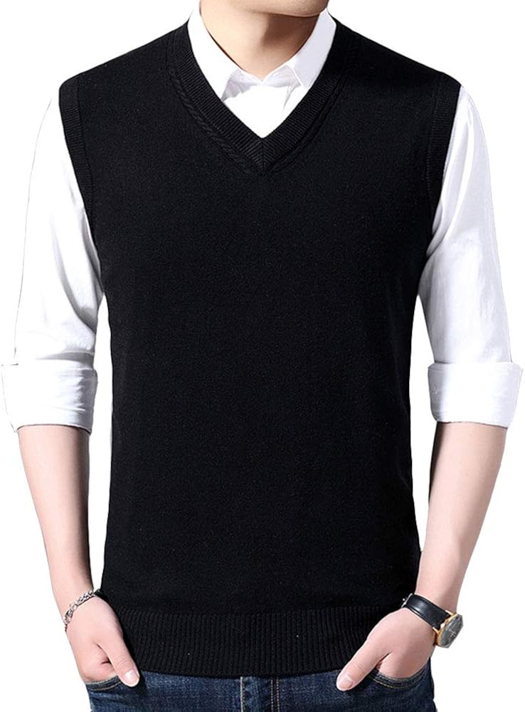 Men Mens Classic Solid Casual V Neck 