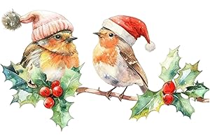 BooGaeio Christmas Birds Window Cling Robin Birds Indoor Outdoor Seasonal Wall Decal