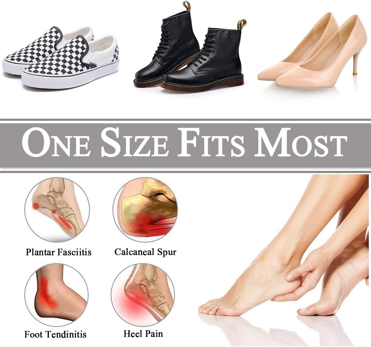 Plantar Fasciitis Inserts Pads,Gel Heel Cushion,Silicone Heel Protectors,Heel Guards and Heel Cups Great for Plantar Fasciitis,Cracked Heels, Achilles Tendinitis & Heel Sore, for Women & Men.: Health & Personal Care