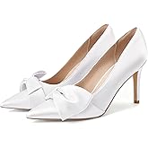 Manoloshow Women's Slingback Pumps Bow Pointed Toe Pumps with Elasticated Strap Pumps for Women 3.3" High Heels Evening Comfy Dress Shoes