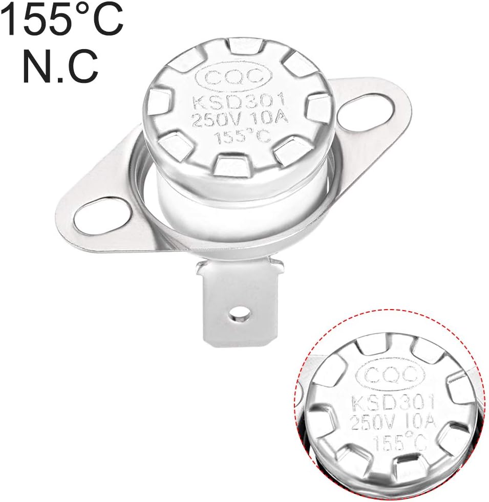 sourcing map KSD301 Thermostat 155°C/311°F 10A Normally Closed N.C Adjust Snap Disc Temperature Switch for Microwaves,Oven,Coffee Maker 2pcs,Ceramic Material - Image 5