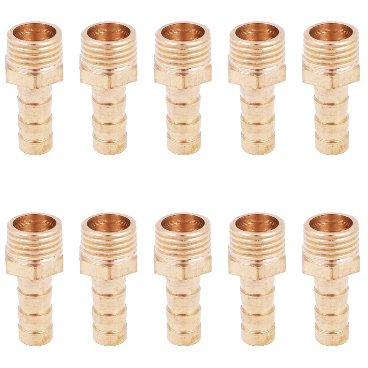 10PCS Hose Pipe Tap Connector Brass Hose Nozzle Connector Hose Fitting Male Adapter for Pond Pool Hose Pipe Adapters -1/4 8mm