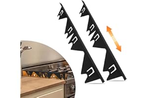 FLSEPAMB Stainless Steel Stove Gap Covers (2 Pack), Adjustable Oven Side Gap Filler, Heat Resistant, Easy to Clean for Countertop and Electric Stove, Adjustable Length 13.8'' to 27.5'', Width 0.79"
