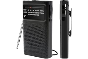 Benss Upgraded Portable AM/FM Radio, Transistor Radio with Loud Speaker & Headphone Jack, Back Clip, 2AA Battery Operated for Long Range Reception, Indoor, Outdoor & Emergency Use (Black)