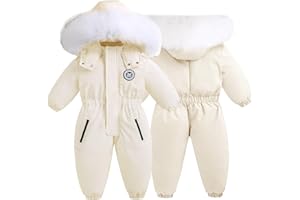 BYFRI Toddler Snowsuit Baby Boys Girls One Piece Winter Outfit Infant Ski Suit Thick Fleece Coat Hoodies 2T-5T Warm Jumpsuit