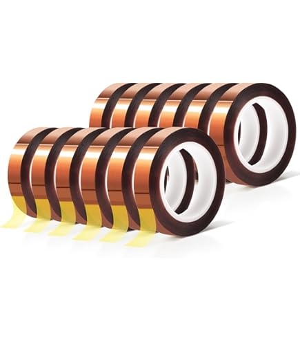 YTFGGY High Temp Tape, 5 Pack Polyimide Tape Multi-Sized 1/8", 1/6",1/4