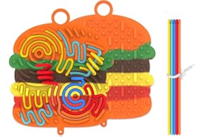 SIFONOL Silicone Sensory Activity Board,Double-Sided Busy Board for Fine Motor Skill,Fidget Toy for Calming, Stress, Anxiety, ADHD , Autism , Silent, No Mess , Kids 3+ & Adults(Hamburger,Colorful)
