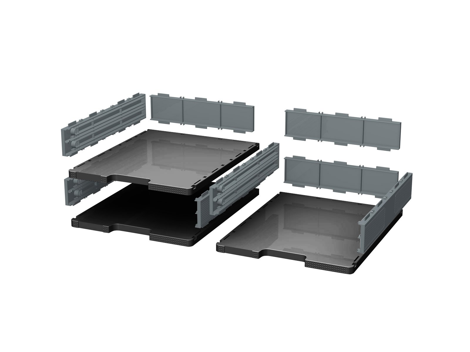 Exacompta - Ref 340714D - Modulodoc Set ECOBlack - Normal Cases - Suitable for A4+ Documents, Holds Up to 3kg, Flexible Office Organisation- Black/Mouse Grey