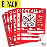Pet Alert Safety Fire Rescue Sticker - Save Our Pets Emergency Pet Inside Decal - in Case of Emergency Danger Pet in House Home Window Door Sign