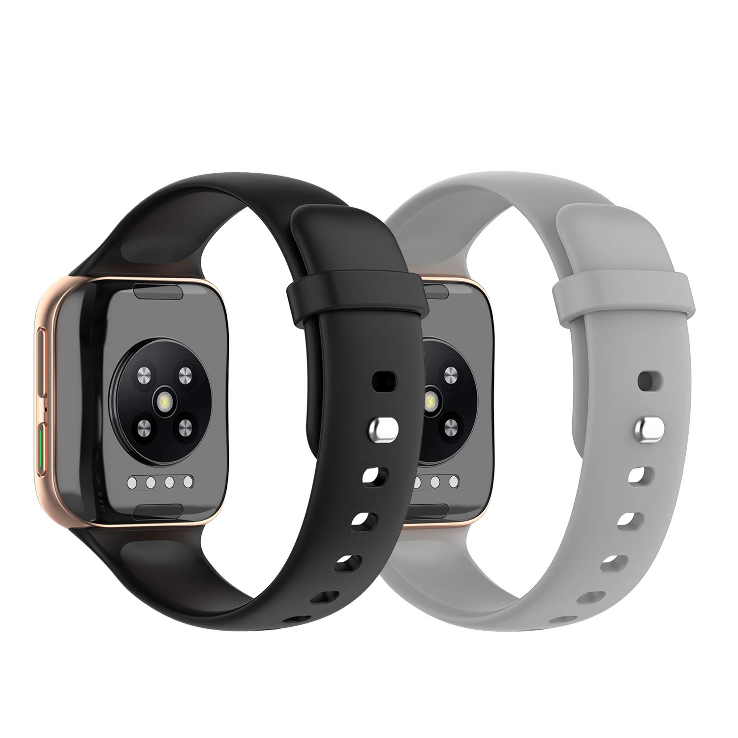 Chofit 2-Pack Straps Compatible with Oppo Watch 46mm, Silicone Sport Wristband Replacement Arm Bracelet Watch Band for Oppo Watch 46mm Smartwatch (Black+Grey)