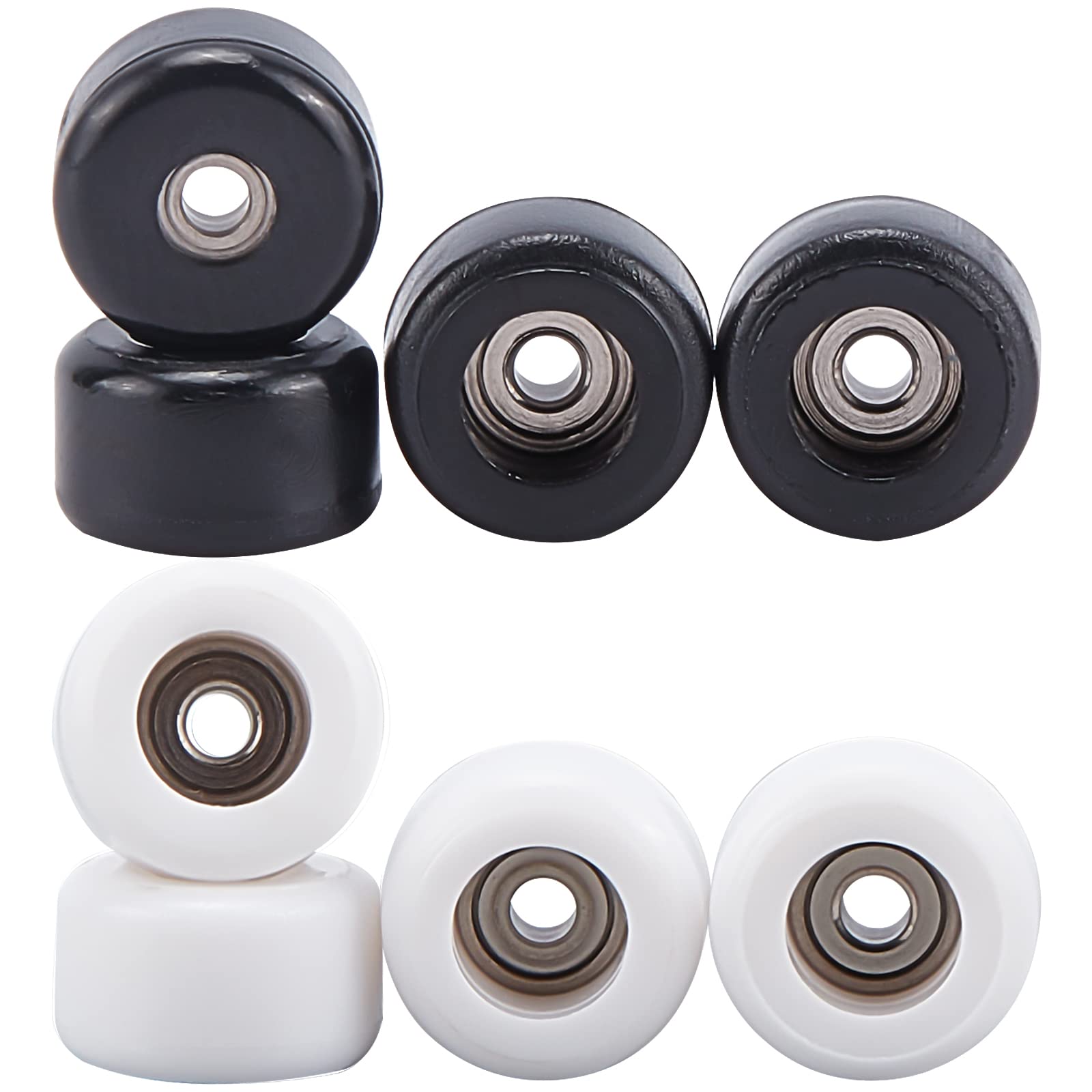 FINGERINSPIRE 8 pcs Polyurethane Fingerboard Bearing Wheels Black/White Fingerboard CNC Lathed Bearing Wheels Mini Skateboard CNC Bearing Wheels