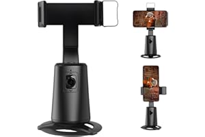 ULTRASENSE New Upgraded Auto Face Tracking Tripod with Fill Light, 360° Rotation Auto Face Tracking Phone Holder, No App, AI Gesture Control, Smart Phone Moving Tripod for Shooting Video, Live Vlog