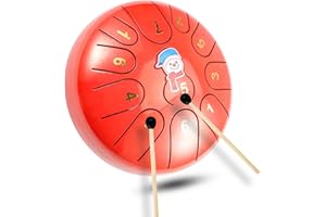 QINGSHI Snowman Steel drum- 6 Inch 11 Note Tongue Drum,HandPan Musical Drums Set, Steel tongue drum Instruments for Kids,Beginner(Scarlet)