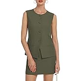 Casly Lamiit Womens Two Piece Blazer Outfits Summer Skirt Set Button Down Vest Short Skort Crew Neck Business Casual Suit