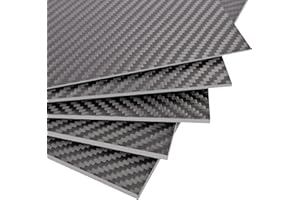 FANCYWING 100X250X1.0MM 1.5MM 2.0MM 2.5MM 3.0MM 3.5MM 4.0MM 5.0MM 6.0MM Carbon Fiber Sheet 100% 3K Carbon Fiber Laminate Plate Twill Weave Panel Sheet 6.0MM Thickness(Matte Finish)