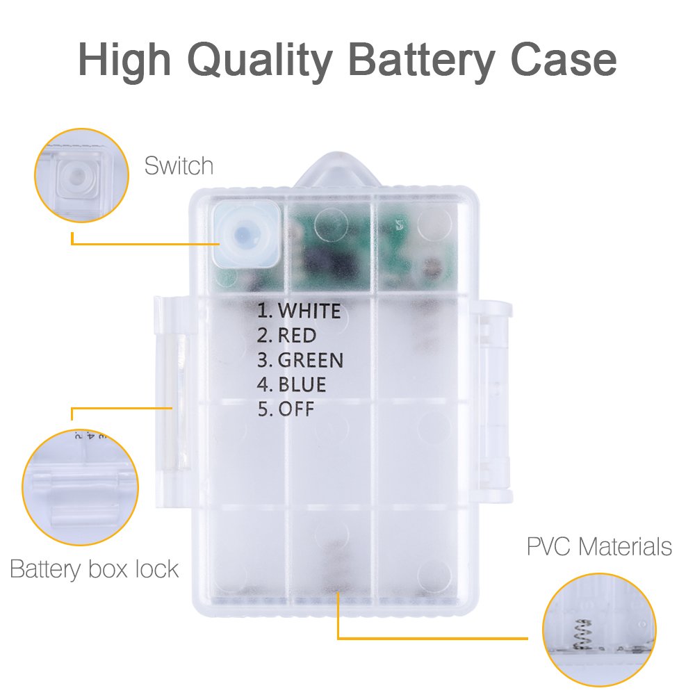 Copper Wire String LED Fairy Lights - Qoolife 16.4ft 50 Beads with 4 Combined Copper Wires Decorative Lights Battery Powered Multi Color String LED Lights for Bedroom, Decoration, Patio and Wedding