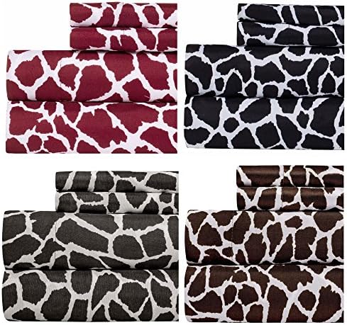 Weavely Animal Print Best Quality Bedding Sheet Set, Extra Deep Pockets Fitted Sheets, 100% Luxury Super Soft Microfiber Sheet Set, 4-Piece Set - Brown - Queen