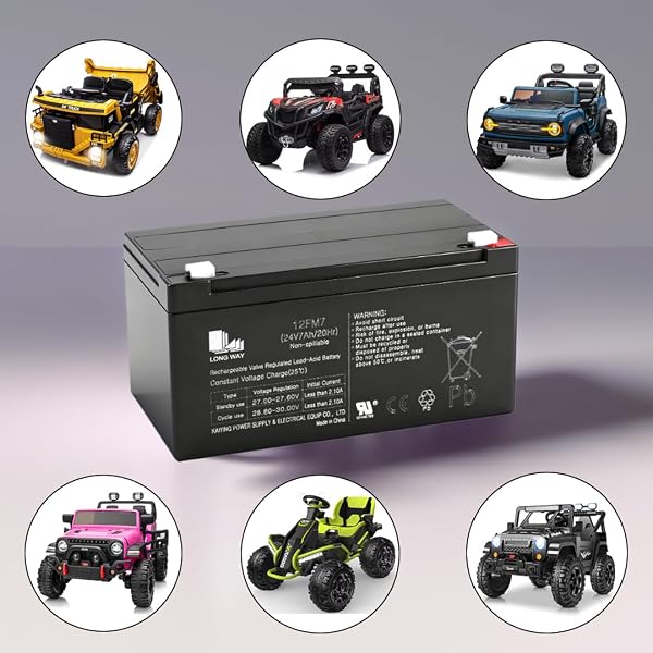 FACJOYMOOU 12FM7 24V7AH/20HR 24 VOLT BATTERY FOR KIDS RIDE ON TOYS VALVE REGULATED SEALED LEAD-ACID BATTERY