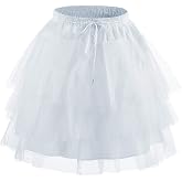ABAO SISTER Girls Petticoat 3 Layers Hoopless Tulle Underskirt Crinoline | 3 layers soft tulle, hoopless lightweight design, elastic drawstring waist, Velcro adjustable slip for flower girl dress gown