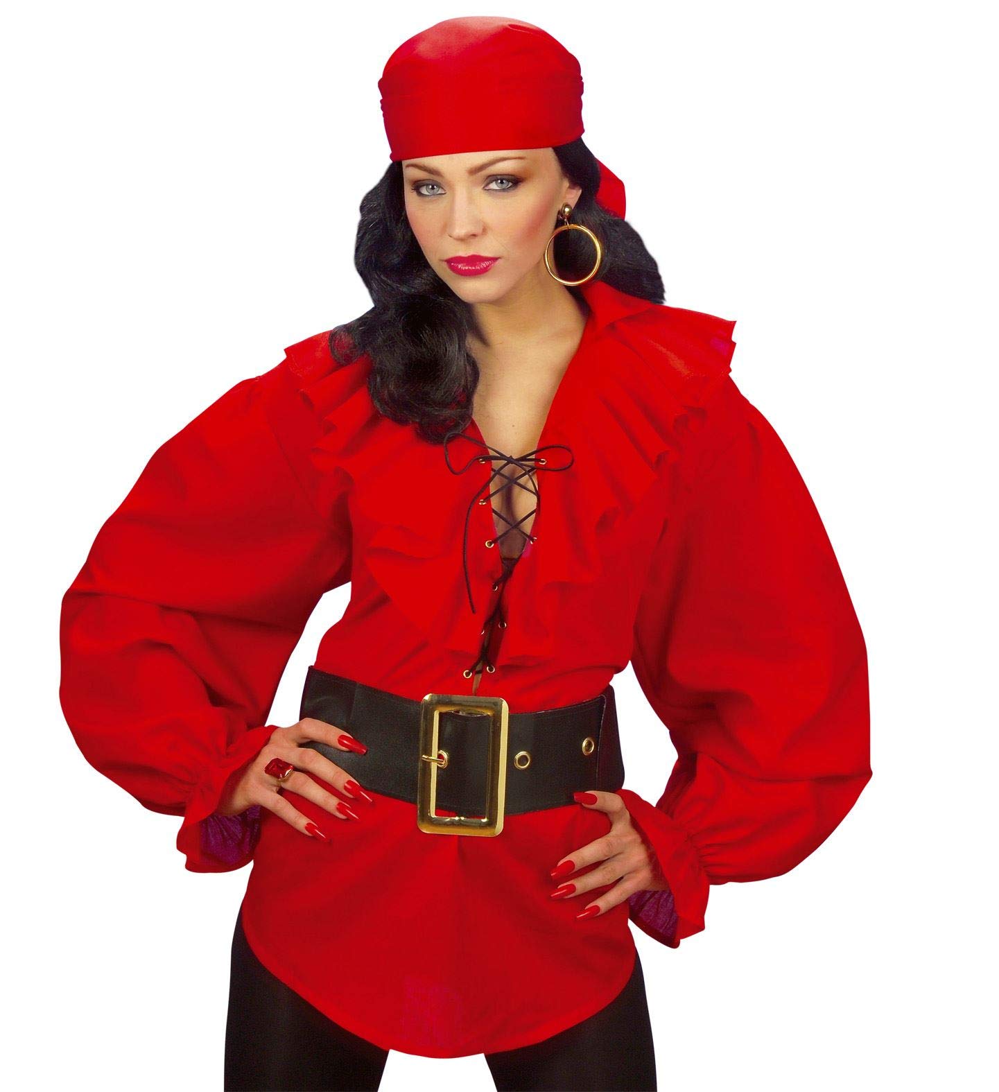 Ladies Pirate Shirt Ladies - Red Costume for Buccaneer Fancy Dress