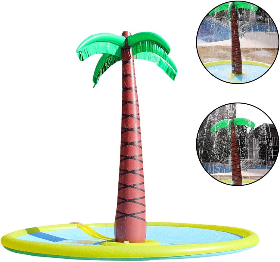 ADSRO Inflatable Palm Tree Sprinkler Toy, Inflatable Splash Sprinkler Pad Outdoor Summer Ball Toy for Swimming Party Beach Pool Play