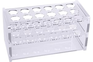 NiuXTool Clear Acrylic Test Tube Rack – Thickened 4.5mm 18-Hole (17mm) Holder for 10ml & 15ml Tubes, Pens, Markers – Transparent Lab & Desk Organizer (Clear - 18 Holes)
