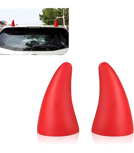 Autocollant 3D Cornes De Démon Pour Voiture - Décoration Fun Et Anti-choc - Rouge - En Mousse Résistante